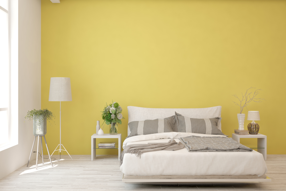 Yellow,Bedroom,Interior.,Scandinavian,Design.,3d,Illustration
