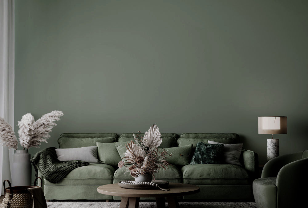Living room with Rosemary Green wall paint